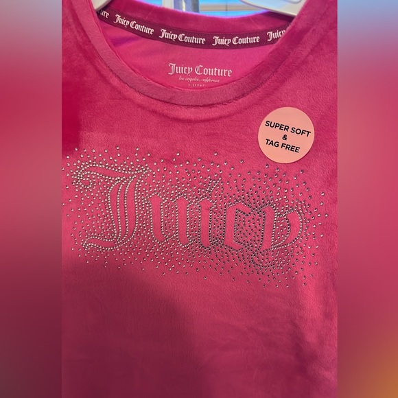 Juicy Couture Girls NWT Hot Pink Pajamas 2 Piece Short Sleeve and Long Pants - Picture 4 of 10